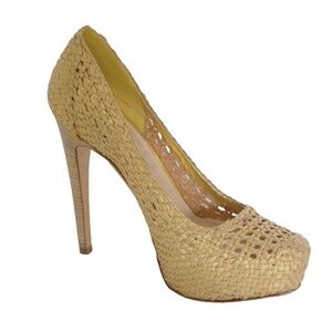 New Prada Woven Leather Platform Pumps Shoes